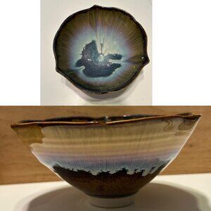 Bill Campbell Studio Art Pottery Bowl Northern Light  Drip Glaze